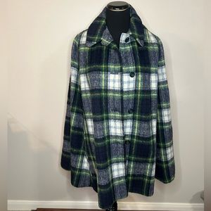 Vintage Elegant Navy Blue & Green Cape Coat *EUC*